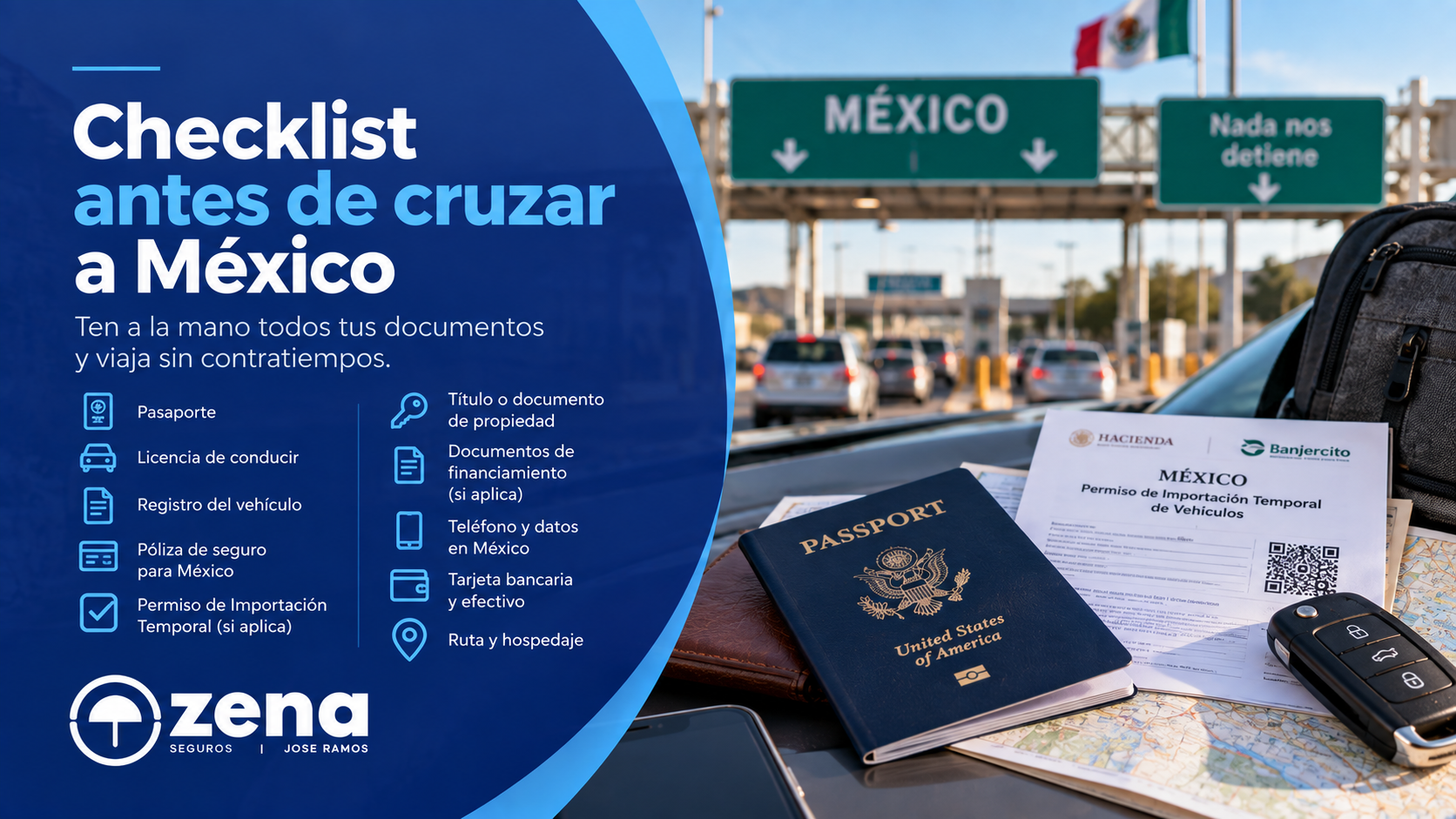 Checklist de documentos para viajar a México en auto desde Estados Unidos